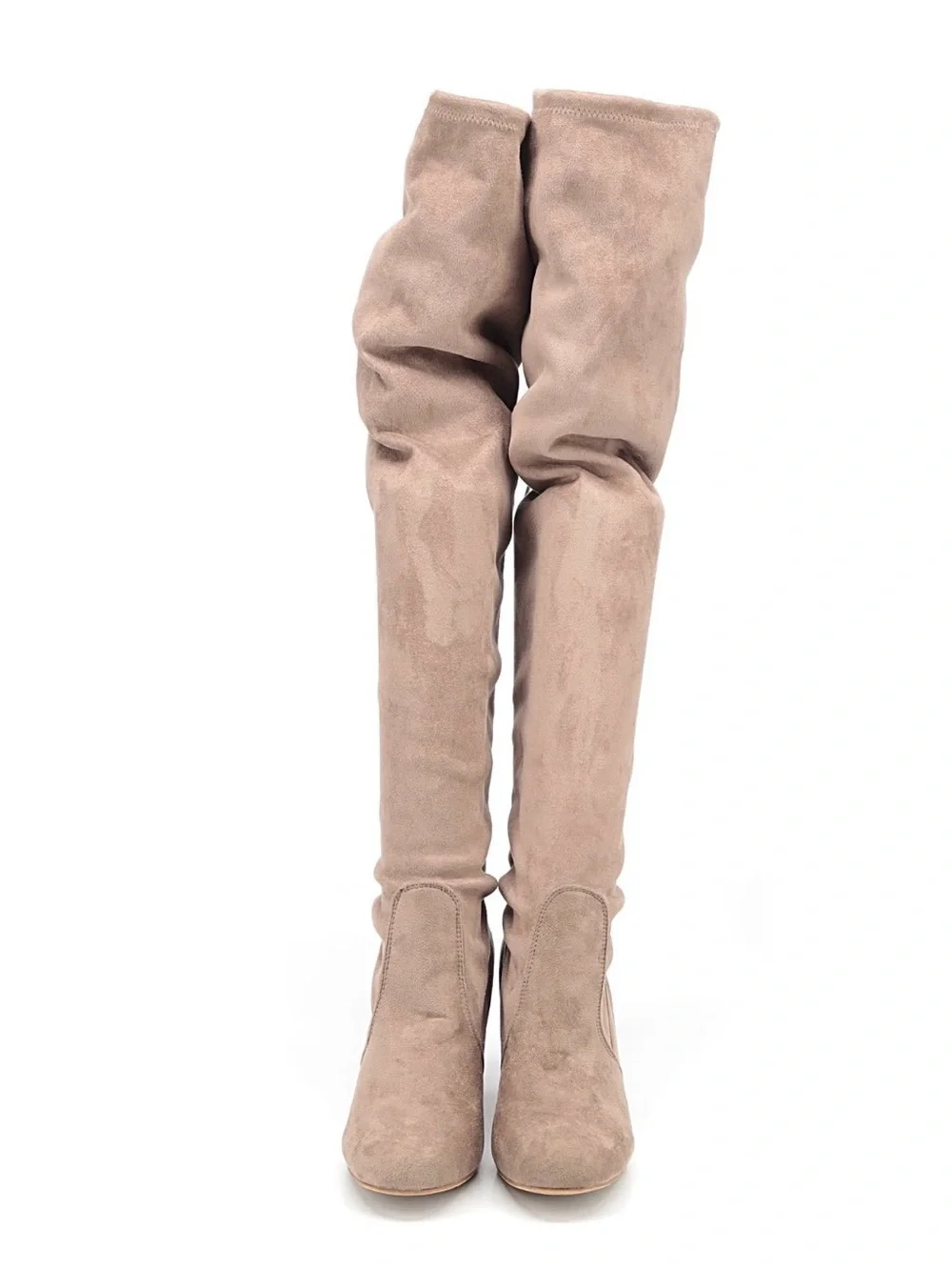 Chinese Laundry Taupe Over-the-Knee Suede Block Heel Boots